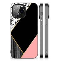 iPhone 14 Pro Max Backcover Zwart Roze Vormen
