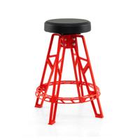 Hoge Stoel voor Monteurs Zware Aluminium Garagebarstoel met 360° Draaibare Zitting Rood