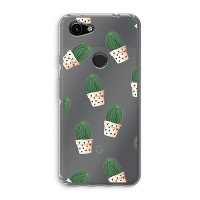 Cactusprint roze: Google Pixel 3a Transparant Hoesje