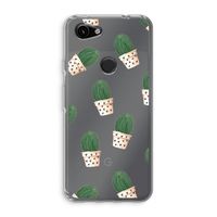 Cactusprint roze: Google Pixel 3a Transparant Hoesje