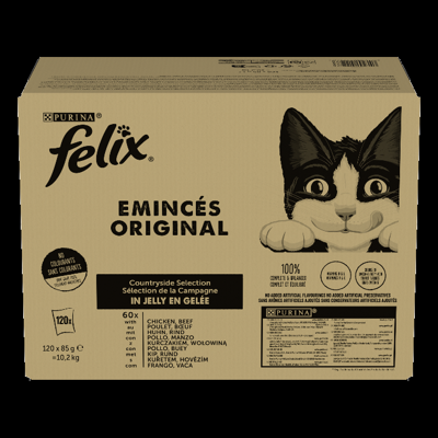 Felix Original in Gelei Rund en Kip natvoer kat 120 x 85 gram