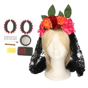 Verkleed setje Day of the Dead - sugar skull schmink en diadeem - Halloween/Carnaval accessoires