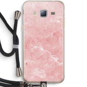 Roze marmer: Samsung Galaxy J3 (2016) Transparant Hoesje met koord