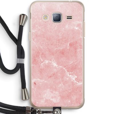 Roze marmer: Samsung Galaxy J3 (2016) Transparant Hoesje met koord