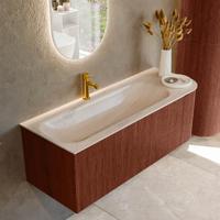 Badmeubel Mondiaz Kurve-Dlux | 125 cm | Meubelkleur Ruby | Wastafelkleur Meli | Solid surface | Wasbak linker zijde spoelbak | 1 kraangat