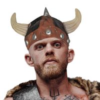 Viking verkleed helm bruin/beige voor volwassenen - Verkleedhoofddeksels - thumbnail