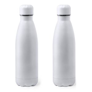 2x Stuks Rvs waterfles/drinkfles wit met schroefdop 790 ml