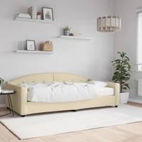 Slaapbank met matras 100x200 cm stof crèmekleurig