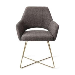 Jesper Home Yanai eetkamerstoel Amazing Grey cross gold