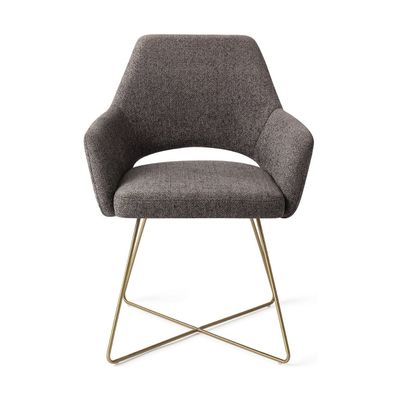 Jesper Home Yanai eetkamerstoel Amazing Grey cross gold
