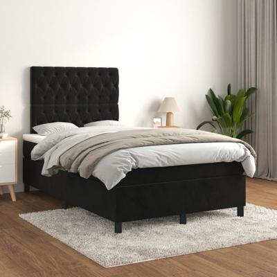 Boxspring met matras fluweel zwart 120x200 cm