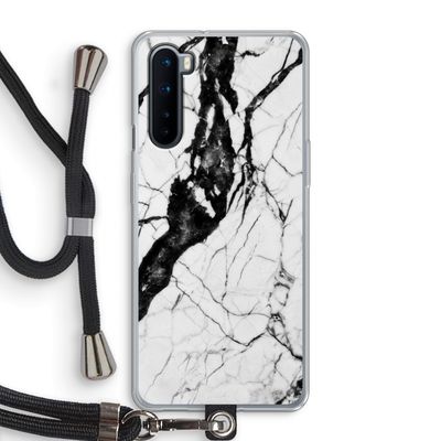 Witte marmer 2: OnePlus Nord Transparant Hoesje met koord