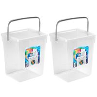 4x stuks opslagboxen/emmers kunststof met deksel transparant 5 liter 20 x 17 x 23 cm