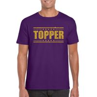 Topper t-shirt paars met gouden glitters heren