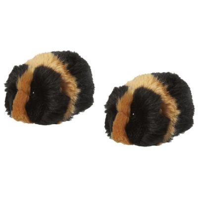 Nature Planet 2x stuks pluche knuffel cavia 13 cm zwart/bruin