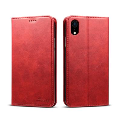 Suteni kalf textuur horizontale Flip lederen case voor iPhone XR met houder & kaartsleuven & portemonnee (rood)