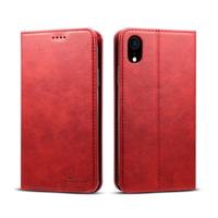 Suteni kalf textuur horizontale Flip lederen case voor iPhone XR met houder & kaartsleuven & portemonnee (rood)
