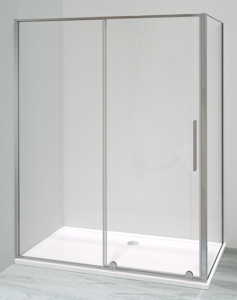 Luca Varess Morano douchecabine met schuifdeur en vaste zijwand 90 x 160 cm helder glas glans chroom profiel