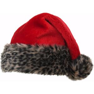 Kerstmuts - panterprint - pluche - 48 cm - stretch