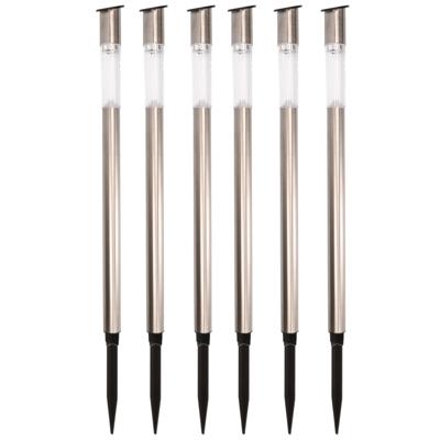 Lumineo Tuinfakkel Bodi - 6x - solar - RVS - warm wit - 57 cm