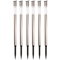 Lumineo Tuinfakkel Bodi - 6x - solar - RVS - warm wit - 57 cm