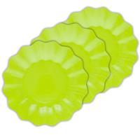 Feestbordjes/gebaksbordjes met schulprand - 24x - lime groen - rond - karton - 21 cm - thumbnail