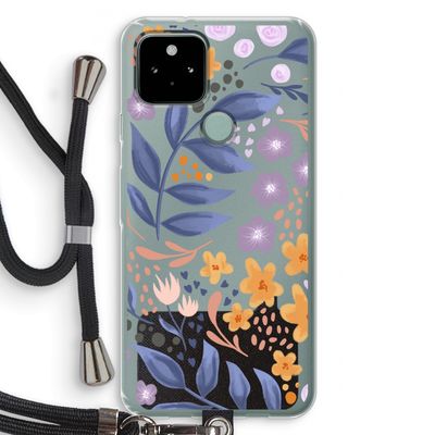 Flowers with blue leaves: Pixel 5 Transparant Hoesje met koord