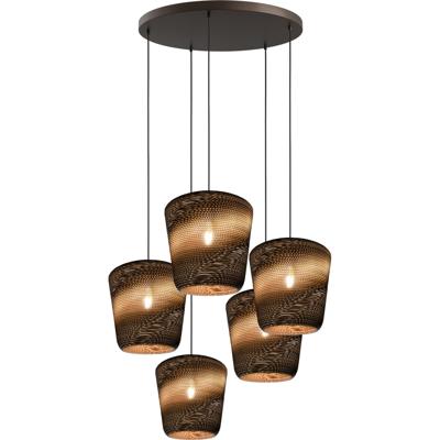 Masterlight HanglampCarta Moody 5x Ø34cm Think Paper kap - cacao - 2542-15-70-5-05-34