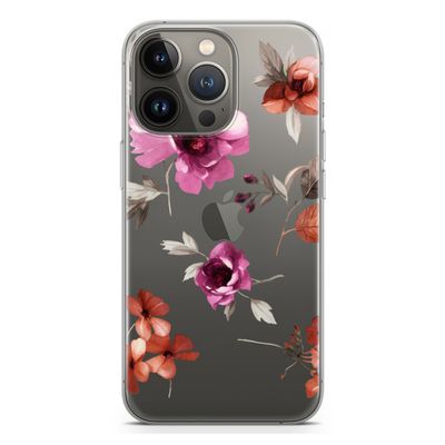 Geschilderde bloemen: iPhone 13 Pro Transparant Hoesje