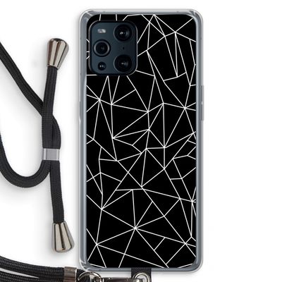 Geometrische lijnen wit: Oppo Find X3 Pro Transparant Hoesje met koord