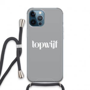 Topwijf Grijs Wit: iPhone 13 Pro Max Transparant Hoesje met koord