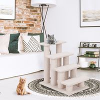 4 Treden Dierentrap voor Katten en Honden 60 cm Binnen Multi-Trap Hondentrap voor Hoge Bedden Bank en Zitbank Grijsachtig Wit