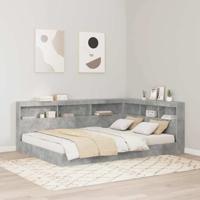 Opberghoofdbord met plank Betongrijs 140 cm Bewerkt hout