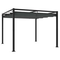 VidaXL Prieel met uittrekbaar dak 3x3 m staal antracietkleurig VidaXL Prieel met uittrekbaar dak 3x3 m staal antracietkleurig
