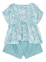 Il Gufo ensemble short-haut à fleurs - Bleu