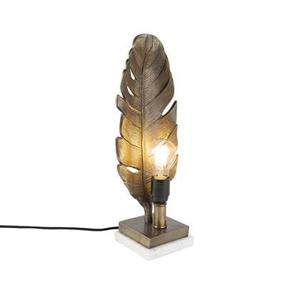 QAZQA Art Deco tafellamp brons met marmeren voet - Leaf