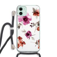 Geschilderde bloemen: iPhone 11 Transparant Hoesje met koord