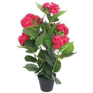 VidaXL Kunst hortensia plant met pot 60 cm rood