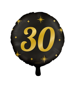 Classy Folieballon 30 Jaar Zwart/Goud (46cm)