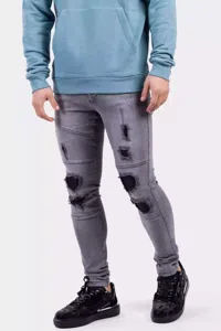 Malelions Ripped Biker Jeans Heren Grijs - Maat 28 - Kleur: Grijs | Soccerfanshop