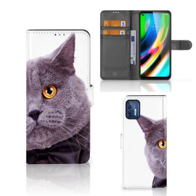 Motorola Moto G9 Plus | Telefoonhoesje | Met pasjeshouder | Kat