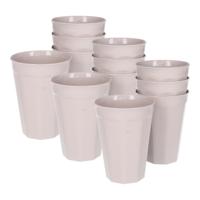 Verjaardag/kinder/camping drink bekers - 12x stuks - 300 ML - beige - kunststof - onbreekbaar