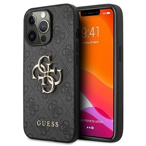 Guess 4G Big Metal Logo iPhone 13 Pro Max Hybrid Case - Zwart