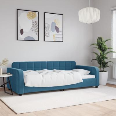 Slaapbank 90x200 cm fluweel blauw