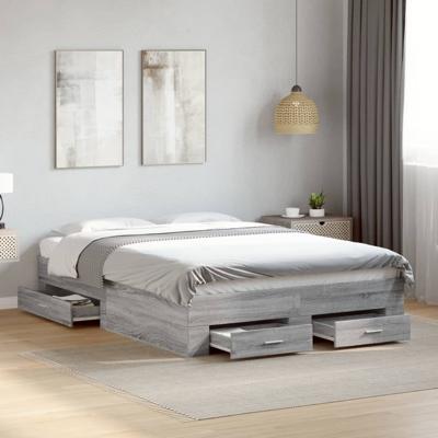 Bedframe met lades bewerkt hout grijs sonoma eiken 120x190 cm