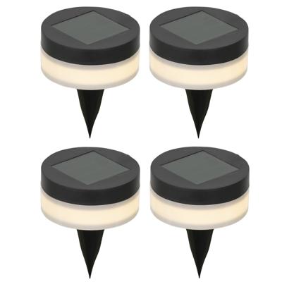 Solar led prikspots - 4x st - rond - zwart - d9 cm - tuinpad verlichting - tuinlampen zonne-energie