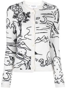 Thom Browne cardigan en maille intarsia - Blanc