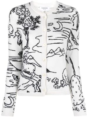 Thom Browne cardigan en maille intarsia - Blanc