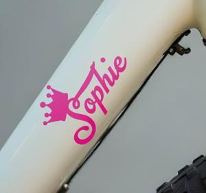 Roze kroon Fiets naamsticker