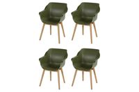 Set van 4 - Hartman Sophie Studio dining armstoel - Moss green - Teak poot